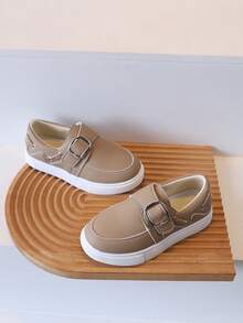 1 Pair Kids' Retro Loafer Sneakers, Colorblock Casual Shoes For Boys And Girls, Spring/Autumn New Style Non-Slip Slip-On Shoes - Brown - View 3