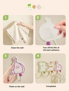 3pcs Kitchen Adhesive Hooks No-Drill Wall Mounted Organizer With Onion Ginger Garlic Design, Waterproof Storage Solution For Home Bathroom Bedroom Decor Accessories - Multicolor - View 7