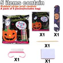 5pcs Halloween Nail Art Tool Set, Includes Nail File, Cuticle Pusher, Cleaning Brush, Nail Cotton Pads, Portable Nail Art Accessories Set, Pumpkin Ghost Print Packaging Bag, Suitable For Nail Stickers - Multicolor - View 19