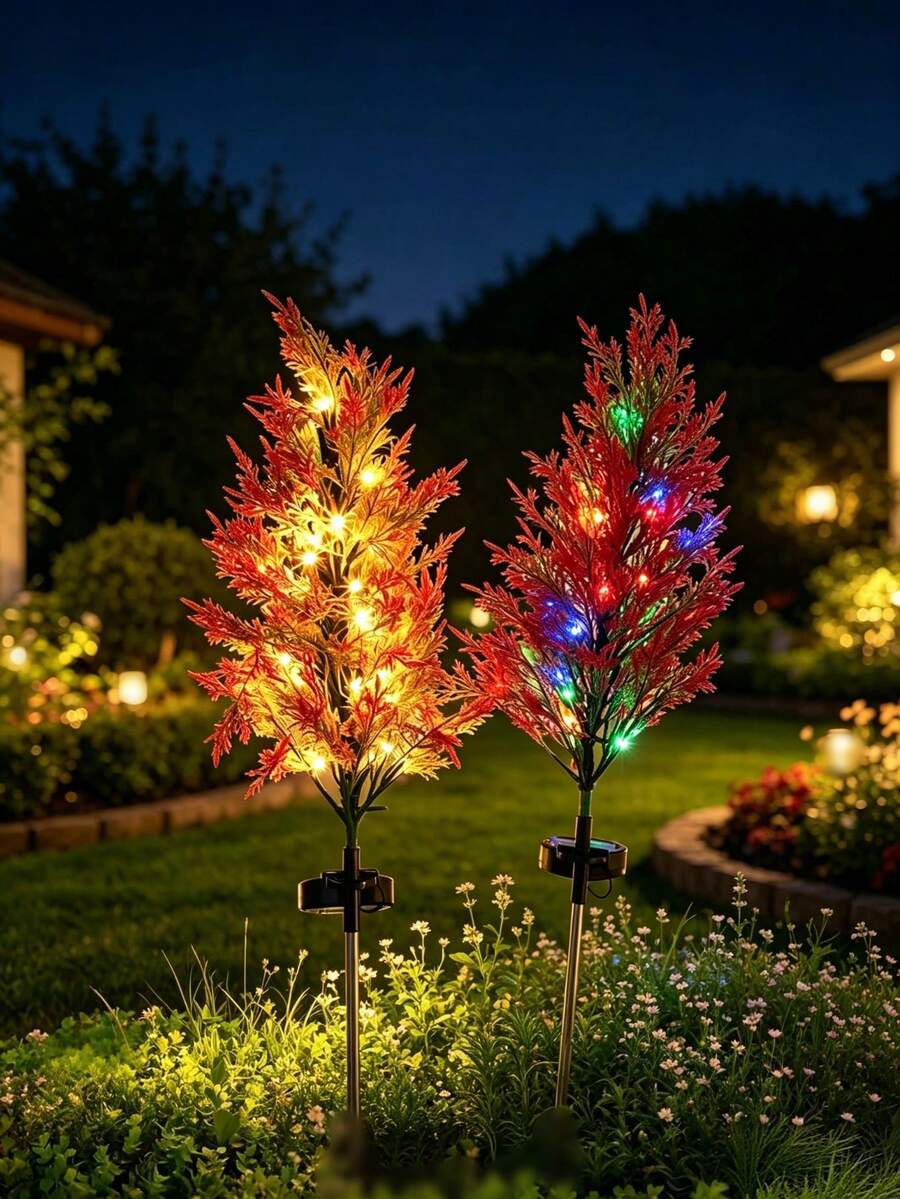 Solar Powered Pine Tree LED Light, Realistic Garden Decoration, Semi-Buried Lawn Light With Switch Control, Perfect For Decorating Garden, Pathway, Patio, Porch And Lawn, Also Great For Halloween And Christmas Holiday Decoration