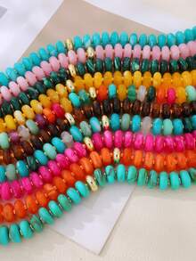 1pc Bohemian Y2K Creative Fashion Elegant Exquisite Luxurious Sweet High-Quality Dopamine Color Flat Resin Beaded Chunky Necklace For Women, Sisters, Couples, Prom/Evening Party, Ceremony, Exquisite Jewelry Gift, Suitable For Daily Wear, Dating, Party, Holiday, Music Festival, Commuting, Wedding, Halloween, Christmas (Bead Color Random) - necklace - View 6