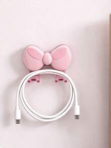 1pc Bow-Shaped No-Drill Toothbrush Holder, Multi-Functional Home Storage Rack - Pink - View 8