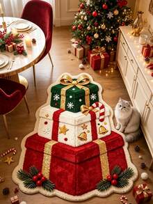 1 pieza Felpudo de regalo de 3 capas, Regalo de Navidad, Felpudo, Alfombra pequeña, Felpudo de bienvenida, Alfombra, Felpudo de piso, Felpudo exterior, Alfombra de cocina, Decoración del hogar, Felpudo de puerta principal, Alfombra de área, Felpudo exterior - Multicolor - Ver 1