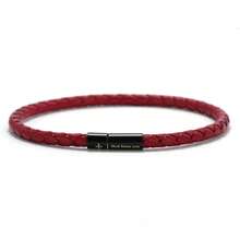 Fashion Handmade 4mm Genuine Leather Bracelet Bangle Black Easy Hook Letter Cross For Men Armband Jewelry Men - Men's Leather Bracelets - View 13