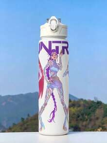 KPop Demon Hunters 1pc K-Pop Demon Hunter Girl Group 5-Color Cartoon Anime Style Anti-Spill Flip Lid Sports Water Bottle, Back To School Essential, Car Accessory, Portable & Fashionable Design, 800ml-27oz Travel Cup With Strap, Straw And Lid, Cute Design, High Quality, Leak-Proof, Shock-Resistant, Durable Outdoor Sports Water Cup, Large Capacity Portable Cup, Suitable For Short Trips, Hiking, Picnic, Running, Fitness, Mother's Day, Halloween - One Size Fits All - View 11