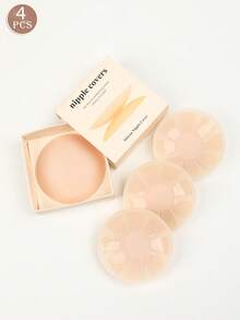 2/4pcs 8cm Petal Air Vent Nipple Covers With Storage Box, Smooth No Bra Pads For Backless Dresses And Party Wear - Multicolor - View 2