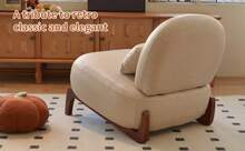 Sturdy Velvet Accent Chair Solid Wood Legs - 駝色 - 查看 4
