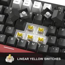 Teclado mecánico para juegos MageGere -STAR75, control de perilla, teclado compacto del 75% con retroiluminación azul, teclado para juegos con interruptores amarillos, carcasa portátil EVA silenciosa, compatible con sistema Windows de PC - blanco negro - Ver 2
