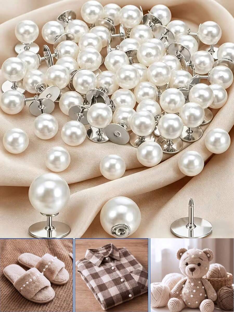 Kancing Mutiara Imitasi, Unisex, Desain Tanpa Jahitan, Dapat Digunakan Kembali (10mm), Dapat Dilepas; Cocok Untuk Kemeja, Gaun, Sweater, Suspender, Jepit Rok dan Pakaian Lainnya serta Kerajinan Tangan, Juga Cocok Untuk Pernikahan dan Acara Lainnya. - A - View 1