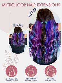 Women's Micro Ring Human Hair Extensions, Rainbow Color 12-20 Inch 30g Straight Hair Micro Bead Extensions, Add Length And Volume, Suitable For Party, Holiday And Daily Hairstyles - Multicolor - View 7