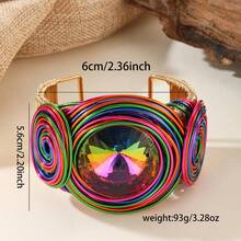 European American African Exaggerated Niche High-End Vintage Colorful Artificial Crystal Green Bracelet - Colorful - View 2