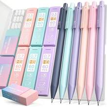 Exclusive 6/13/15pcs Mechanical Pencil Set | Soft Color Design | 0.5mm/0.7mm HB Wear-Resistant Lead | Student Stationery Pencil & Eraser Set, Suitable For School Writing & Drawing | Back To School Season - Multicolor - View 14