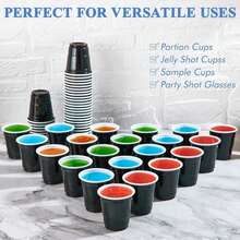10/20pcs Bullet Cups, 2oz Mini Party Cups, Reusable Small Cups For Party Games, Suitable For Liquor, Cocktails, Wine, Condiments, Snacks, Juice. Perfect For Any Party! - Black - View 2