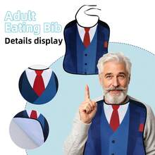 1pc Adult Bib, Comfortable And Practical, Reusable, Suit Pattern, Brings Happiness And Warmth To Your Dining Table, Unisex, Suitable For All Seasons, Perfect For Nursing Homes, Hospitals, Restaurants, Home Dining And More, Ideal Gift For Christmas And Thanksgiving - Multicolor - View 4