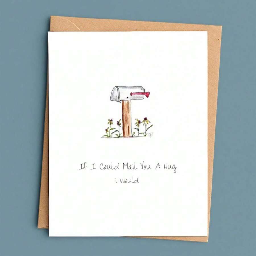 Thinking Of You Card, Encouragement Card, If I Could Mail You A Hug I Would, Cute Support Card - Multicolor - View 1