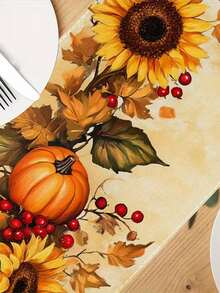 1 pieza Camino de mesa con girasoles, adecuado para decoración de mesa de cosecha de otoño con girasoles & colores cálidos de otoño, camino de mesa rectangular compatible para configuraciones de mesa de Acción de Gracias, se ajusta a mesa de comedor, mesita de noche, mesa de café - Amarillo - Ver 3