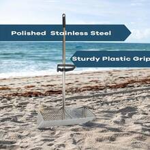 Foldable Stainless Steel Sand Sifter, Shark Tooth Design, Corrosion-Resistant Durable Metal Beach Shovel, Portable Outdoor Digging Tool, Suitable For Sand Sifting, Shark Tooth Collecting, Beach Digging And Various Beach Outdoor Activities - A - View 8
