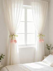 1pc/2pcs Pearl Flower Curtain Tie Backs, Suitable For Children's Room, Baby Supplies, Room Essentials And Nursery Decor - Multicolor - View 1