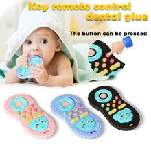 1pc Baby Silicone Remote Control Teether, Cartoon Elephant Shaped Soothing Toy, Teething Toy For Babies, Helps Prevent Finger Sucking, Relieves Teething Itch, Flexible Finger Toy, Portable, Birthday Gift - Multicolor - View 1