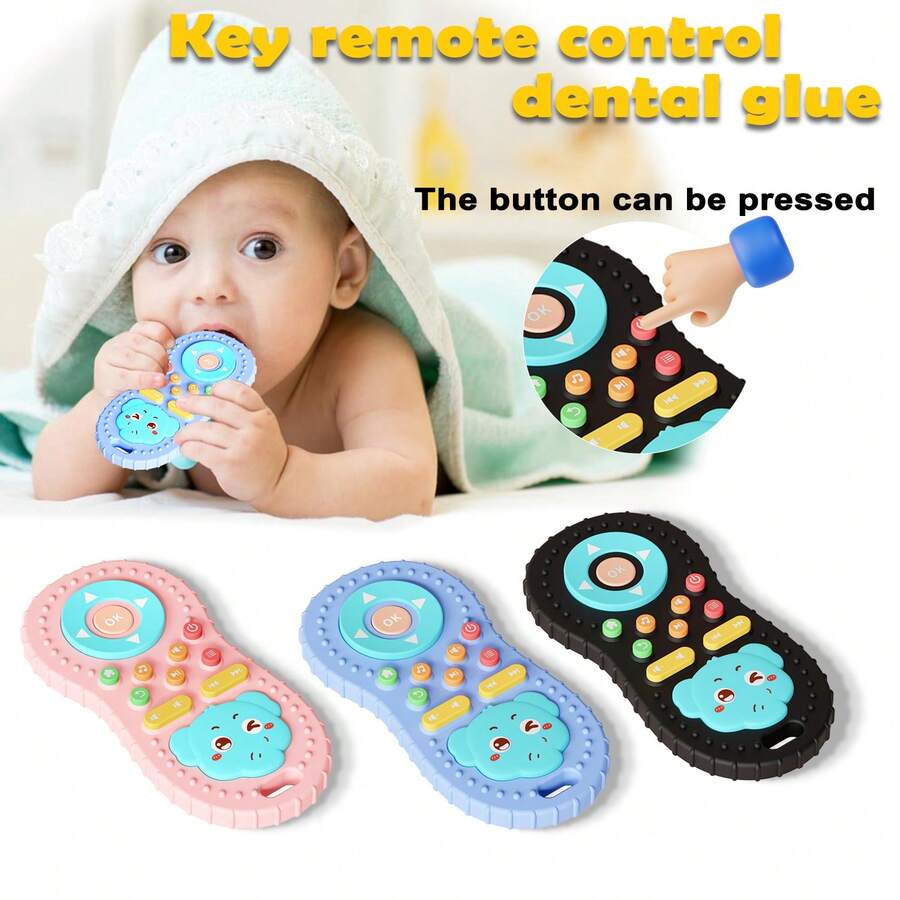 1pc Baby Silicone Remote Control Teether, Cartoon Elephant Shaped Soothing Toy, Teething Toy For Babies, Helps Prevent Finger Sucking, Relieves Teething Itch, Flexible Finger Toy, Portable, Birthday Gift - Multicolor - View 1