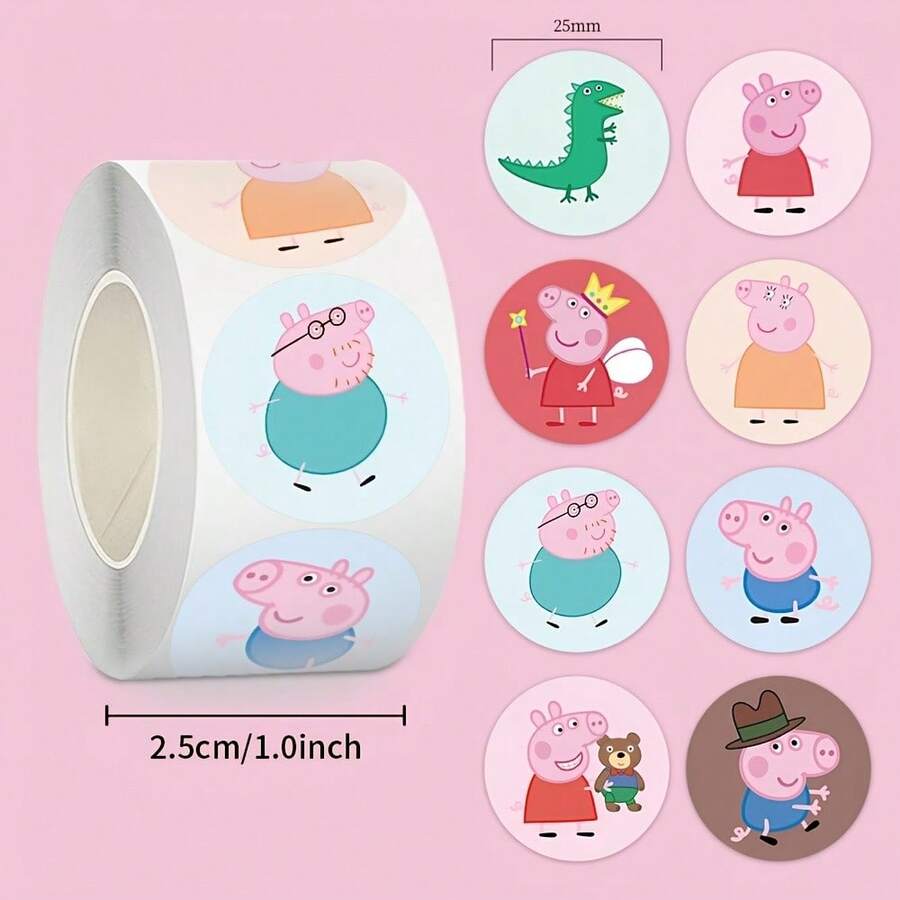 500PCS Sealing Stickers Cute Pink Pigs Cartoon Roll Decal DIY Luggage Phone Guitar Scrapbook Skateboard Party Gifts - View 1