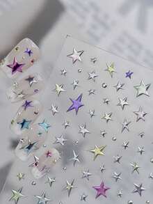 Beautizon Nailartlab 梦幻星空美甲贴纸，多种尺寸星星组合，闪耀精致，营造氛围。清晰细腻的印刷，整齐的裁剪，轻盈柔韧的材质，紧密贴合指甲弧度。易于粘贴，防水耐磨，即使是美甲新手也能轻松打造星光璀璨的指尖造型。 - 彩色 - 查看 2