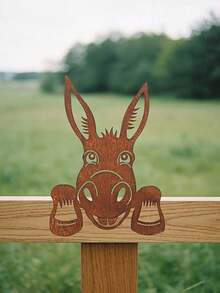 Rusted Metal Donkey Head Garden Stake/Fun Farm Animal Wall Decor For Outdoor Rustic Style (Suitable For Yard, Fence, Patio And Lawn)/Rusted Metal Donkey Garden Stake/Rustic Farm Animal Fence Decoration - C - View 7