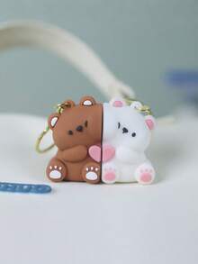 1/2pcs Cute Bear Keychain, Couple Keychain, Cute Matching Keychain, Magnetic Keychain, Best Friend Keychain, Creative Christmas Gift, Bag Charm Accessory, Lanyard, ID Card Holder, Car Accessory, Bag Pendant - Multicolor - View 2