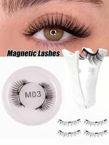 Magnetic False Eyelashes Set, Natural Reusable Magnetic Fox Eye Lashes, Enhance And Lengthen Eyelashes, Halloween, 3D Curly Fluffy Glue-Free Comfortable Wear, With Strong Magnets - Multicolor - View 1