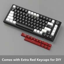 Teclado mecánico para juegos MageGere -STAR75, control de perilla, teclado compacto del 75% con retroiluminación azul, teclado para juegos con interruptores amarillos, carcasa portátil EVA silenciosa, compatible con sistema Windows de PC - blanco negro - Ver 7