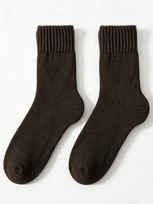 2pcs Men's Thickened Terry Mid-Calf Socks, Fleece Lined Cotton Socks For Autumn/Winter, Warm And Cold-Resistant - Multicolor - View 9