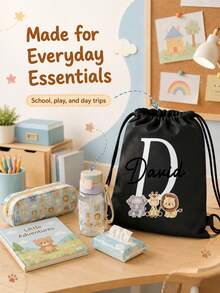 Customized Wildlife Zoo Animal Name Drawstring Bag - Personalized Zoo Text Backpack, Suitable For Picnic, Unique Gift Bag, Can Be Used As Birthday Party, Baby Shower Gift And Customized Birthday Gift - Multicolor - View 6
