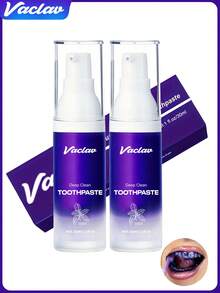 Vaclav Pasta Gigi Pemutih Ungu 30ml Koleksi Warna Rasa Mint Pembersih Mendalam Nafas Segar Penghilang Noda Memperbaiki Gigi Kuning Hadiah untuk Wanita - Mint - View 1