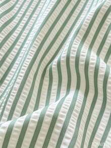 1/16PCS Vintage Minimalist Green & White Striped Lace Table Runner, Reusable Long Tablecloth For Coffee Table, Cabinet, Outdoor Holiday Decor, Suitable For Living Room, Dining Room, Holiday Party, Family Gathering, Wedding Banquet, Birthday Table Decoration - Green - View 7