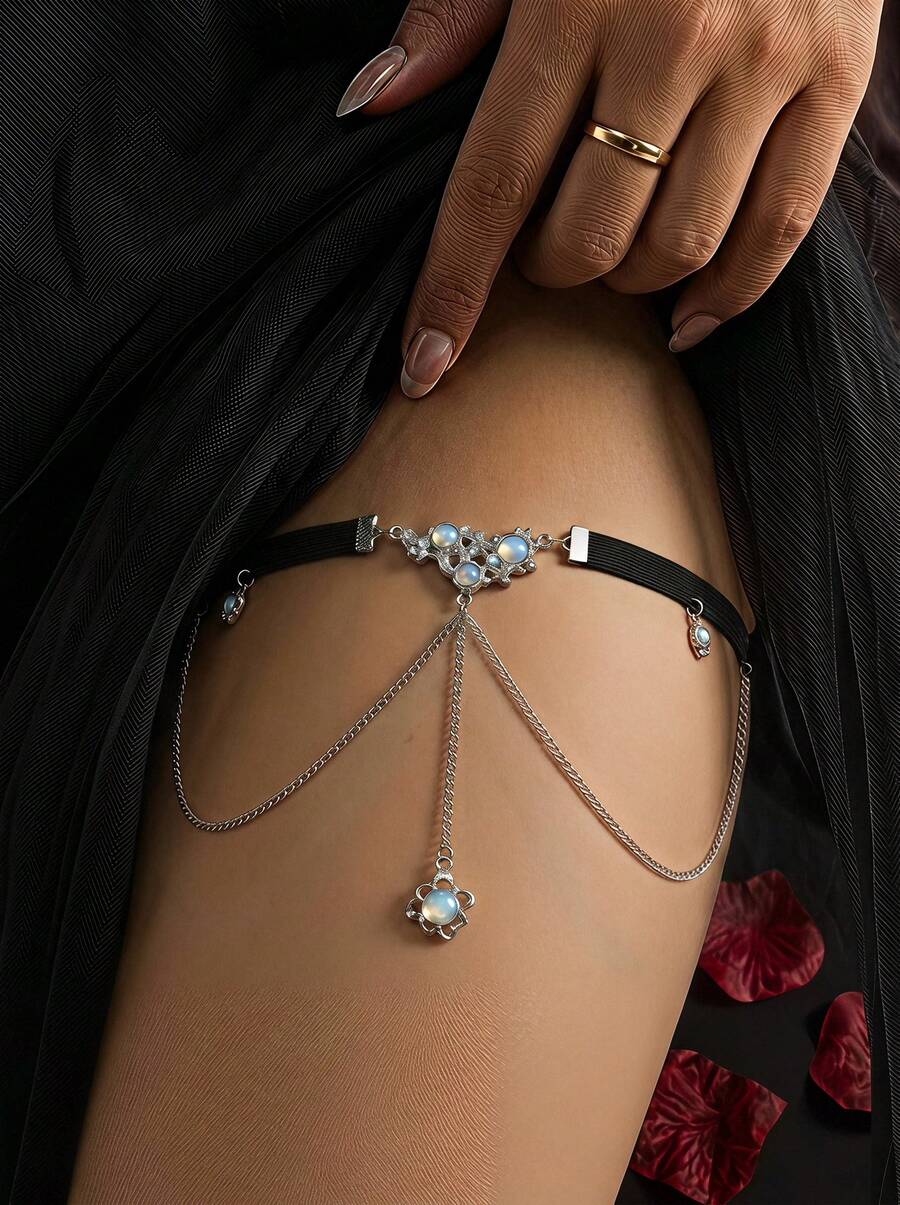 Rhinestone Pearl Waist Chain Belt Layered Body Chain Sexy Belly Chain Pendant Crystal Bikini Beach Jewelry Festival Party Women Accessories - Multicolor - View 1