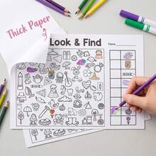 1pc Interactive Treasure Hunt Game Book / Memory & Color Recognition / Durable Travel Educational Cards For Home And School Use/ Find The Difference Book / Colouring Book, Drawing Book/School Supllies, Classroom Supplies - Multicolor - View 4