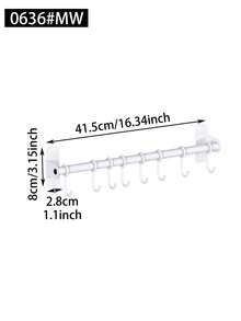 Kitchen Wall Mount Utensil Hanging Rail,Sliding Movable Hooks Storage Rod,Kitchen Spoon Spatula Cooking Tool Organizer Rack,Wall Mount Rail With Sliding Hooks,Multi-Use Kitchen Storage Organizer For Cookware And Dish Towels - Multicolor - View 5