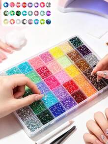 40 Grid Multi-Color Resin Rhinestone 3mm Manicure Kit With Free ...