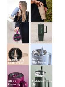 32oz Stainless Steel Vacuum Insulated Sports Water Bottle With Portable Handle And Straw, Suitable For Outdoor Activities - Multicolor - View 3
