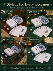 Portable 432pcs Chinese Mahjong And Playing Cards Set, Waterproof Resin Mahjong Tiles And Plastic Cards, Multi-Color, Suitable For Travel, Camping, Beach, Office, Home, Party Game Night, Adult Players Birthday And Christmas Gift - A - View 4
