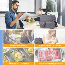 Tas Bekal Makan Siang Terisolasi Unisex, Tas Bekal Makan Siang Genggam Anti Bocor yang Dapat Digunakan Kembali dan Menjaga Suhu Dingin, Dilengkapi Tali Bahu yang Dapat Diatur, Tas Penyimpanan Wadah Bekal Makan Siang Portabel, Cocok untuk Kerja, Kantor, Piknik, dan Perjalanan - MultiWarna - View 7