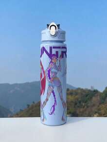 KPop Demon Hunters 1pc K-Pop Demon Hunter Girl Group 5-Color Cartoon Anime Style Anti-Spill Flip Lid Sports Water Bottle, Back To School Essential, Car Accessory, Portable & Fashionable Design, 800ml-27oz Travel Cup With Strap, Straw And Lid, Cute Design, High Quality, Leak-Proof, Shock-Resistant, Durable Outdoor Sports Water Cup, Large Capacity Portable Cup, Suitable For Short Trips, Hiking, Picnic, Running, Fitness, Mother's Day, Halloween - One Size Fits All - View 15