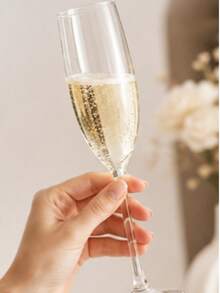 8pcs Luxury High-Foot Champagne Glasses, 180ml Large Capacity Transparent Wine Cups, Exquisite Bubble Drink Cups, Party Drink Containers, Festive Atmosphere Decorative Cups, Christmas Party Banquet Ceremony Water Cups, Home Gathering Wedding Toast Decor, Couple Date Afternoon Tea, Youth Drinkware - Multicolor - View 7