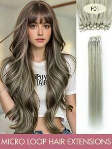 Women's Micro Ring Human Hair Extensions, Rainbow Color 12-20 Inch 30g Straight Hair Micro Bead Extensions, Add Length And Volume, Suitable For Party, Holiday And Daily Hairstyles - Multicolor - View 15