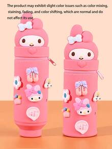 1pc Authentic Cartoon Student Pencil Case, Cute Silicone Pencil Pouch, Adorable Hollow Multi-Function 3D Expandable Silicone Stationery Storage Box, Suitable For Learning, Back To School Prizes, Office Desk Storage - A - View 15