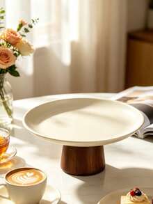 1pc Cream-Colored Wooden Base Decorative Tray, Space-Saving, Suitable For Home, Living Room, Dining Room, Kitchen, Bathroom, Home Decor Essential, Perfect For Wedding Season, Graduation Season, Can Hold Soap, Candles, Ideal Choice For Birthday Gift, Kitchen Accessory, Table Tray, Fruit Tray, Graduation Season Decoration - Cream - View 6