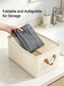 1pc Minimalist Laundry Basket, Breathable Mesh Fabric With Reinforced Handle Detail, Foldable Wall-Mounted Large Capacity Storage, Laundry Basket Bathroom Accessory, Suitable For Bathroom, Room Decor, Home Bathroom And Bedroom Daily Use - Multicolor - View 4
