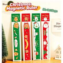 20/10PCS Cartoon Christmas Magnetic Bookmark Ruler 2-In-1 Magnetic Straight Ruler, Cute Santa Claus Snowman Gingerbread Man Book Page Clip, Portable Ruler For Primary And Secondary School Students Classroom Reading Drawing, Christmas Creative Stationery Exchange Small Gift - Christmas - View 6