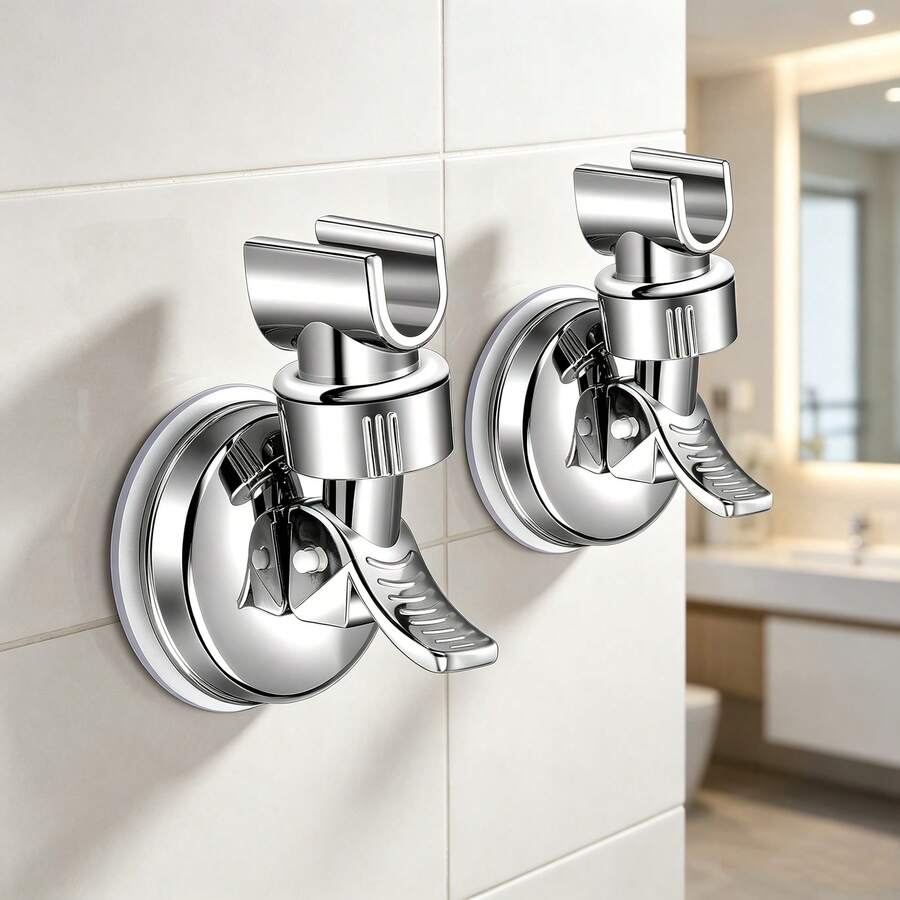 2-Pack Suction Cup Shower Head Holders, Universal, Removable And Drill-Free, Suitable For Hotel And Bathroom - 2pcs - View 1