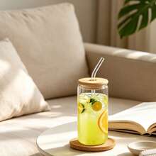 24pcs/Set Glass Cups With Lids And Straws, 16oz Glass Coffee Cups, Iced Coffee Cups With Lids And Straws, Suitable For Home Gatherings, Parties, Weddings And Mother's Day Gifts - Clear - View 5
